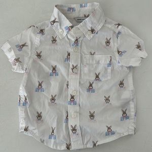 Janie and Jack BUNNY POPLIN SHIRT Size 6-12 months